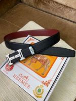 1:1  Hermes  Black Leather Belt  with Silver"H" buckle Buckle Simple Style 3.8cm